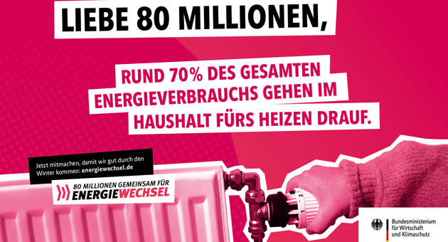 BMWK und Hirschen regen zum Sparen in der Heizsaison an - Die Kampagne des BMWK besteht aus verschiedenen Bausteinen, die den Menschen die passenden Informationen am richtigen Ort vermitteln sollen, darunter Motive wie dieses - Foto: Hirschen